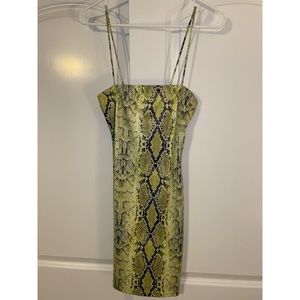 Yellow Snakeskin Mini Dress